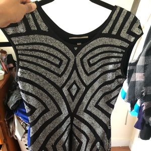 Black and silver sequin dress